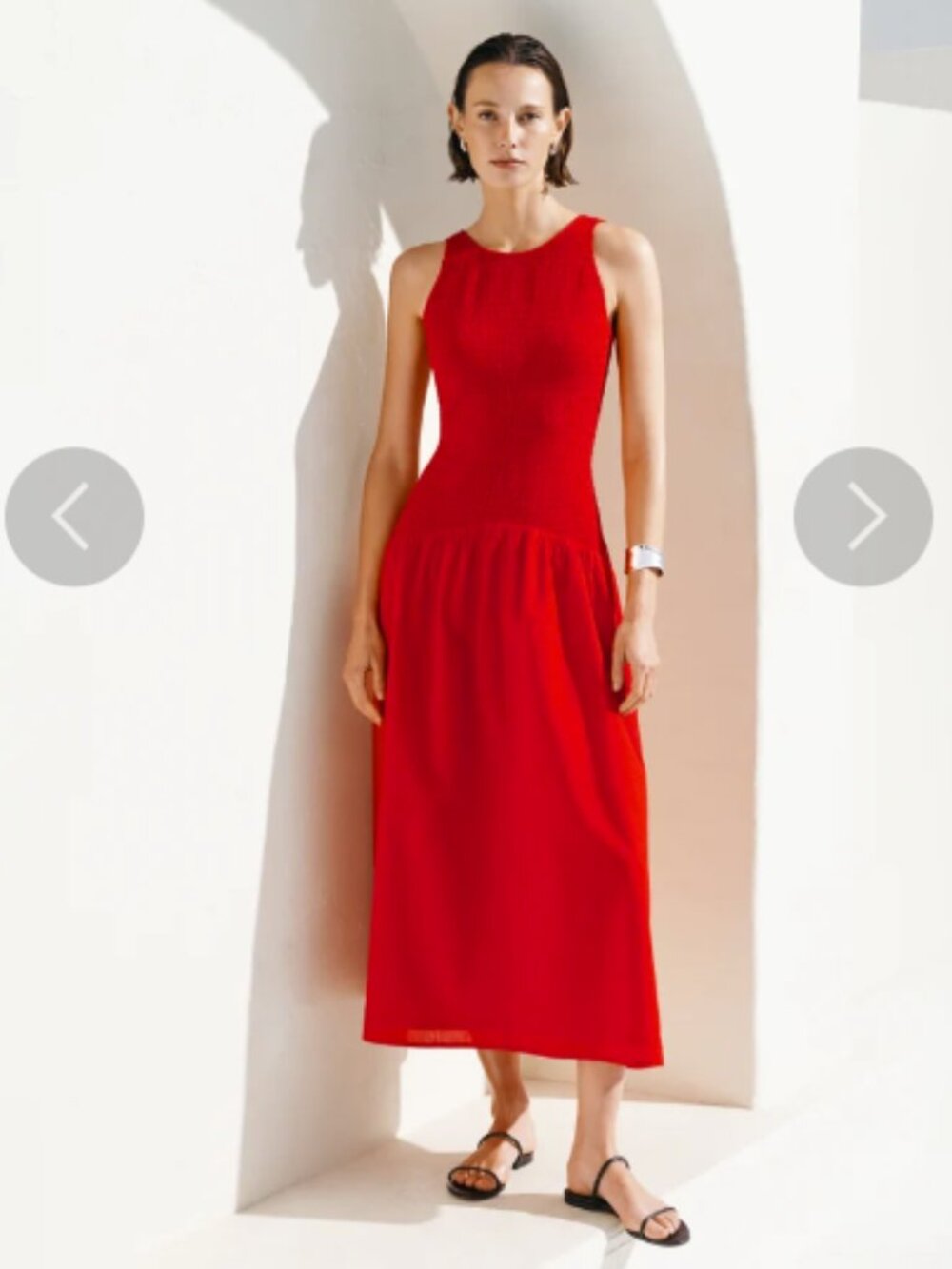 AYR Red Sleeveless Midi Dress
